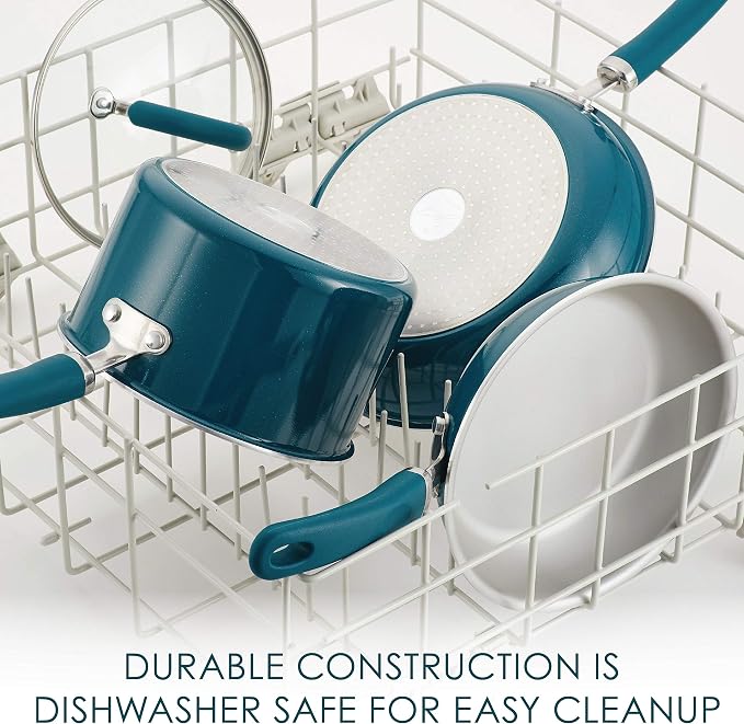 Rachael Ray Create Delicious Nonstick Saute/All Purpose Pan with Lid, 3 Quart - Teal Shimmer, teal shimmer blue - Image 5