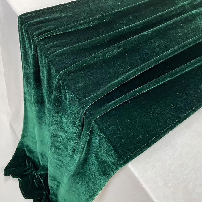 Luxurious Velvet Table Runner, 10ft Wedding Reception Decorations, 20x120inch Soft Velvet Fabric, Table Linen Overlay, Wedding Table Runners (Emerald Green, 20X120inch, 5pack) - Image 7