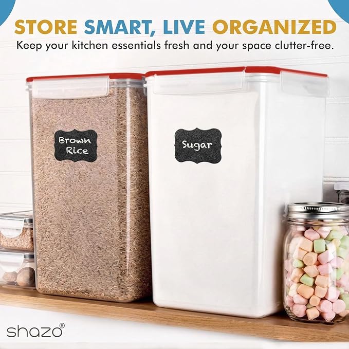 Shazo 2 PC (9.5L | 321 Oz) Extra Large Bulk Food Storage Containers with Airtight Lids for Flour, Sugar, Rice, Cereal & Pasta - Leakproof, BPA-Free Plastic Canisters for Kitchen & Pantry Organization - Image 7