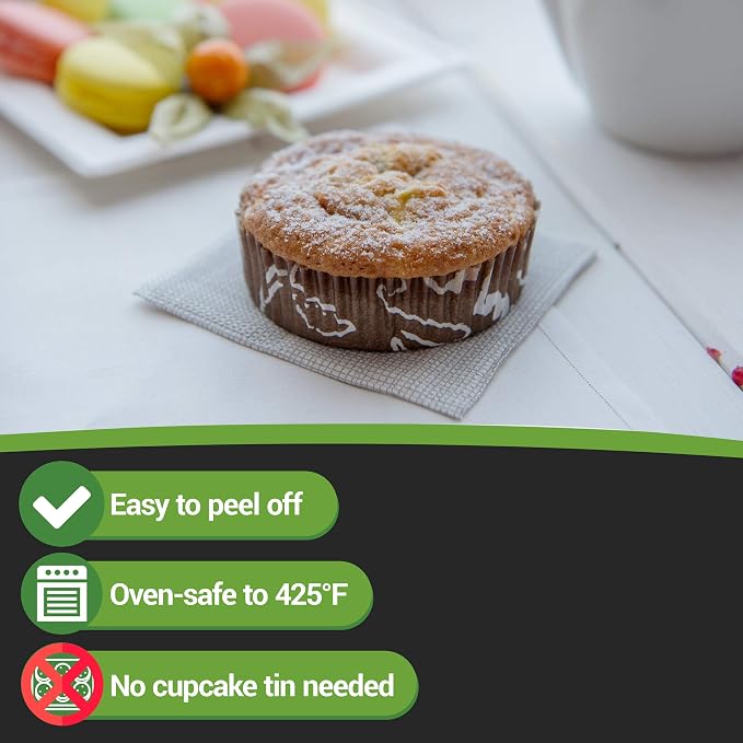 Restaurantware-Premium 3.2 Inch, 4 Ounce Baking Cups: Regular-Ridged Round Paper Baking Cups Perfect for Muffins, Cupcakes or Mini Snacks - Brown Chocolate Wisp Print Design - Disposable - 200ct Box - Image 9