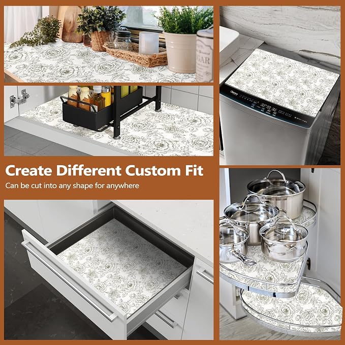 Shelf Drawer Liner for Kitchen Cabinets Non Adhesive, Slip Resistant Strong Grip Thickened Cabinet Liners for Shelves, Non Slip Plastic Shelving Paper for Cupboard, Dresser, Pantry(Rose, 17.5" x 20FT) - Image 7