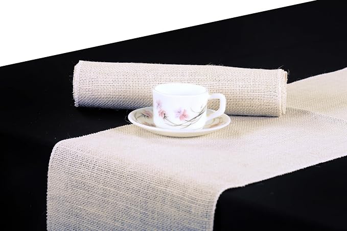 MDS® Pack of 25 Natural Burlap Table Runner, 12 x 72 Inch, Jute Rustic Farmhouse Boho Table Decor for Wedding Reception, Dining Table, Bridal Shower, Baby Shower & Party Decorations - Beige - Image 6