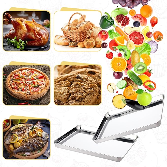 Mimorou 6 Pcs Baking Sheet Set Stainless Steel Cookie Sheet Cookie Baking Pan Bakeware Oven Tray Dishwasher Safe Commercial Grade Pans(16x12x1 Inch) - Image 6