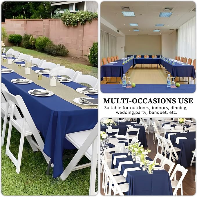 8 Pack Navy Blue Tablecloth Rectangle 60 x 102 Inch for 6 Foot Tables - Image 6