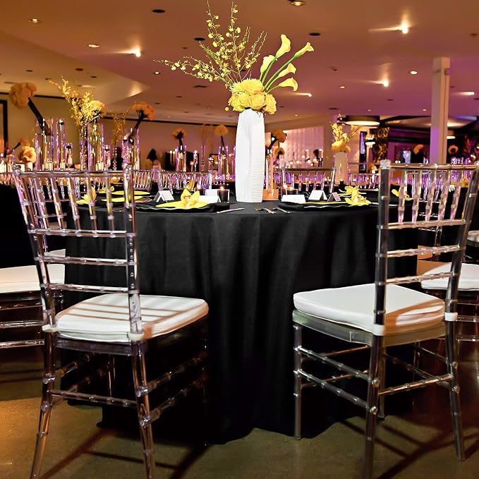 8 Pack Black Round Tablecloths, Diameter of 132 inch - Image 7