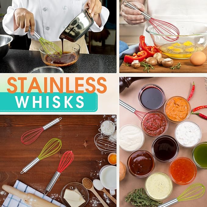 FoldTier 48 Sets 10 Inch Whisks Bulk DIY Fillable Whisk Gifts Colored Silicone Whisks for Cooking Heat Resistant Egg Beaters for Candy Holder Party Favors - Image 6
