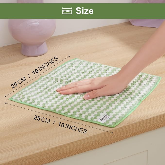 JOYMOOP Microfiber Cleaning Cloths – 18 Pack, 10" x 10", Green – Reusable, Lint-Free, Super Absorbent Towels for Kitchen, Car, and Household Cleaning - Image 9