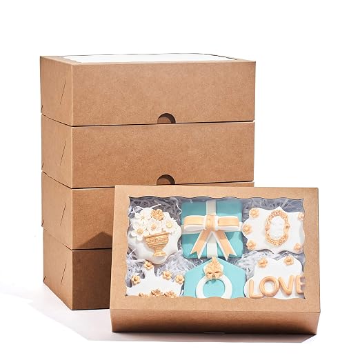 25PCS10 x 7 x 2.5 inches One Piece Professional Strawberry Boxes, Cookie Boxes, Natural Kraft Brown Paper Boxes with Display Window - Image 9