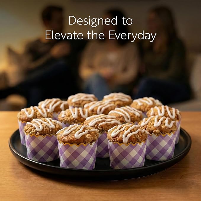 Panificio 4.5 Ounce Baking Cups, 500 Disposable Paper Baking Cups - Greaseproof, Oven-Ready, Purple Paper Muffin Liners, Microwavable, Gold Rimmed Design - Restaurantware - Image 7