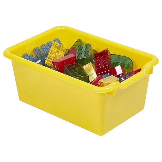 ECR4Kids Scoop Front Storage Bins, Multipurpose Organization, Yellow, 10-Piece | Durable plastic, GREENGUARD Gold Certified, 1.2 gallon capacity, lightweight & nestable, built-in handle, classroom/home use - Image 12