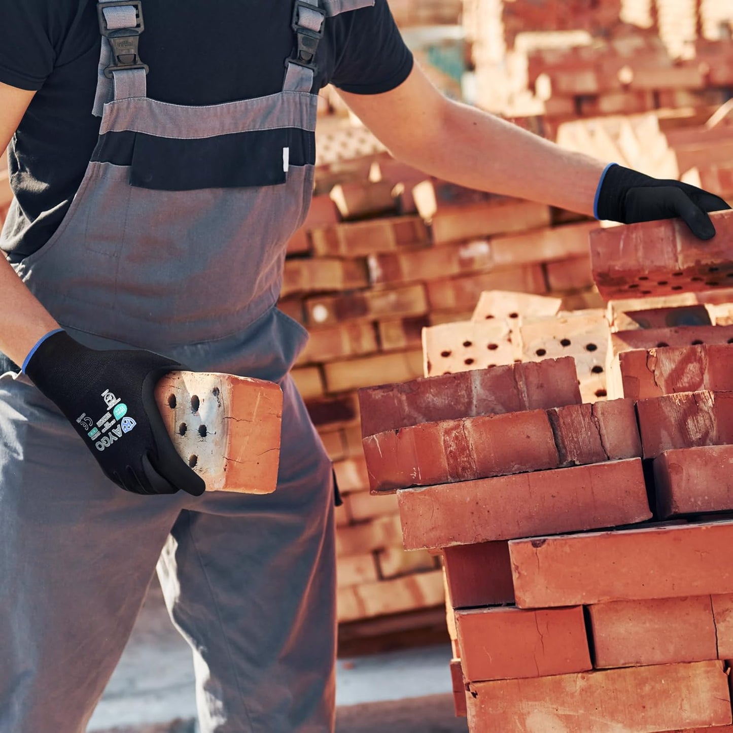 KAYGO Safety Work Gloves MicroFoam Nitrile Coated, 3 Pairs KG18NB,Seamless Knit Nylon Glove with full fingers Touchscreen, Ideal for Automotive,Warehouse,Construction (S, Black)