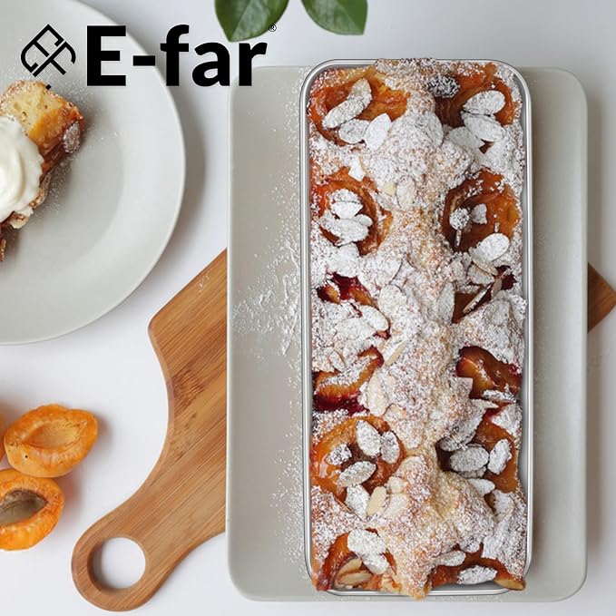E-far Loaf Pan for Bread Baking-3 Pack, 12” x 5” Stainless Steel Loaf Pans | Large Long Metal Baking Tins for Homemade Bread, Banana Cake Meatloaf Sourdough Lasagna, Nontoxic & Dishwasher Safe - Image 8