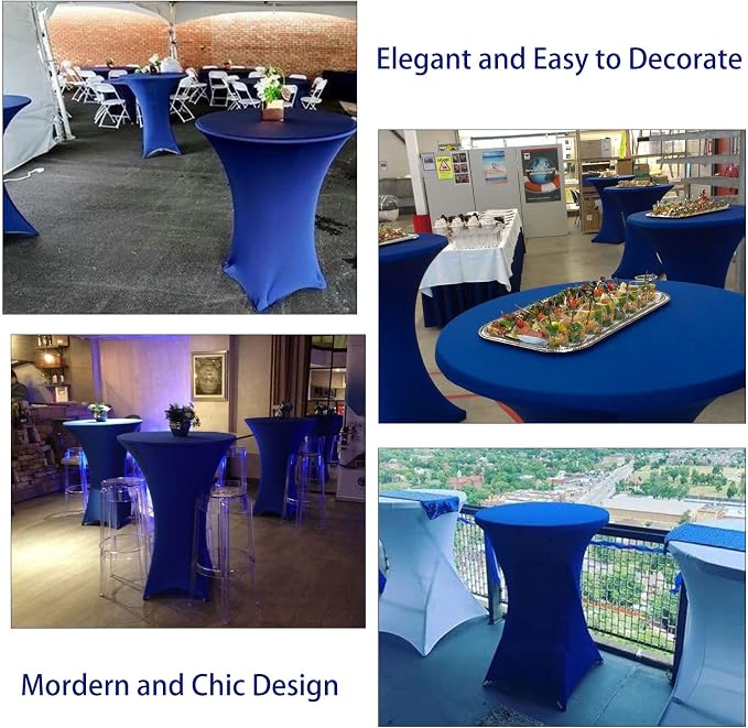 6 Pack Cocktail Spandex Tablecloth 32"x43" Royal Blue Stretch Square Corners Cocktail Table Cover Fitted High Top Round Table for Bar Wedding Birthday Party Banquet - Image 7