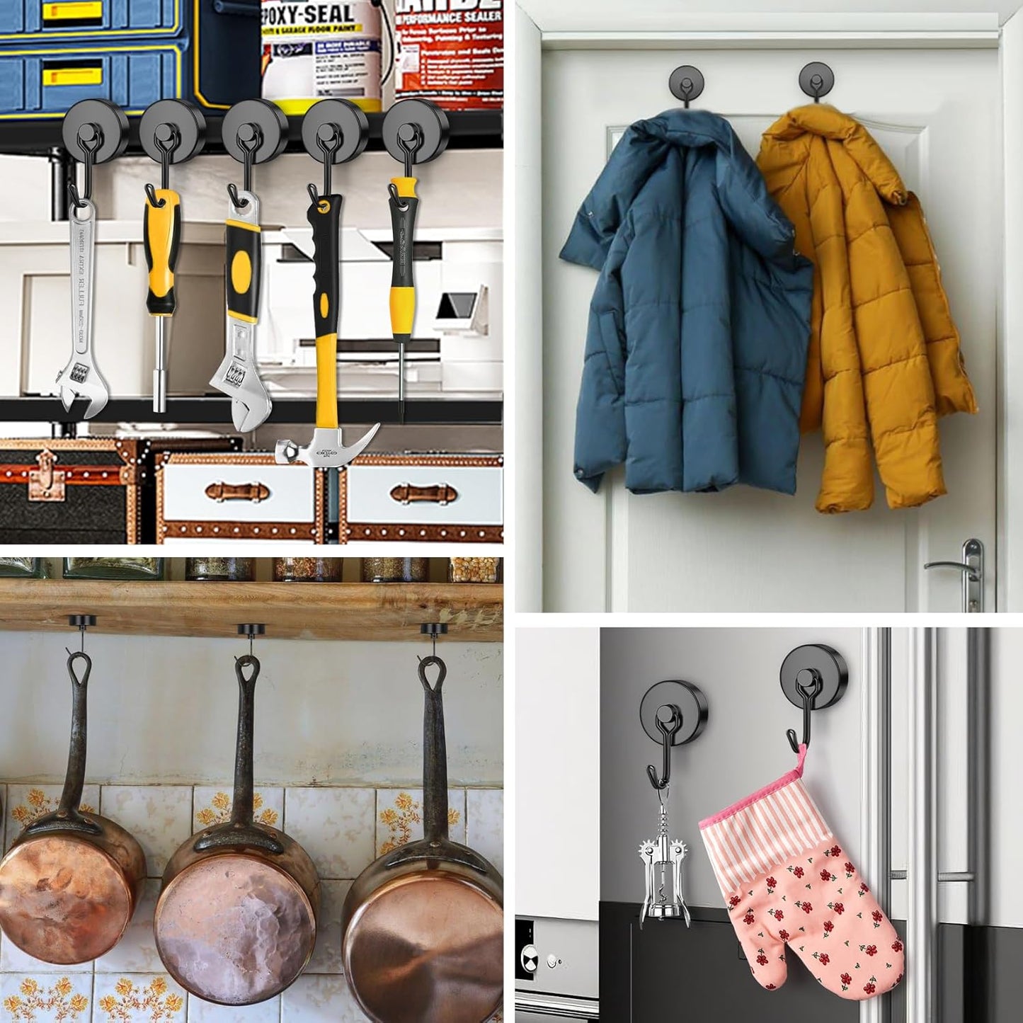 FINDMAG 100 LBS Magnetic Hooks Heavy Duty, 20 Pack Extra Strong Magnetic Hooks for Hanging, Neodymium Magnet with Hook for Cruise Cabins, Large Magnetic Swivel Hooks for Garage, Kitchen, Office, Grill