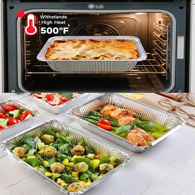Waytiffer Disposable Large Aluminum Pans (20 Pack) Full Size Roasting & Baking Pan, 21"x13" Deep Foil Pans Extra Heavy Duty Chafing Trays for Broiling, Restaurants, Heating, Buffets & Bakeware - Image 8