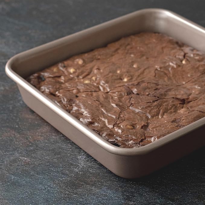 HAPPIELS 9 x 9 inch Square Baking Pan Nonstick, PFOA & BPA Free | | Non-Toxic - High Carbon Steel - Gold - Cake & Brownie Mold - Image 7