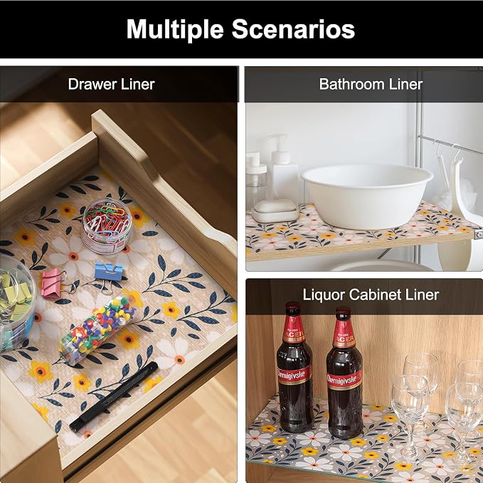 Cooyes Shelf Liner – Premium Non-Adhesive Cabinet & Drawer Liner for Kitchen – Waterproof Shelf Paper with Modern Pattern – Durable EVA Cabinet Mat – Easy to Cut (17.5" W x 240" L) - Image 8