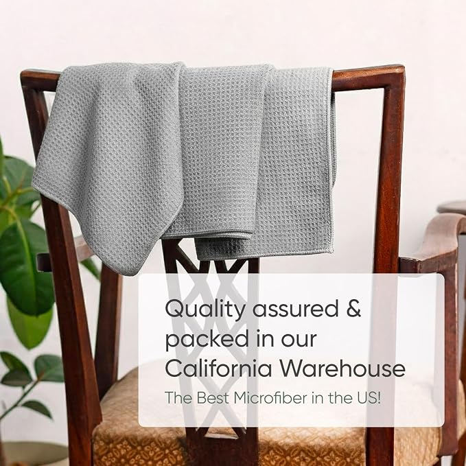 Kitchen Towels - Microfiber Waffle Weave Towels | Absorbent, No Lint, Thick, Reusable, Commercial, Soft, Hand, Tea, Glass, Bar, Sublimation Blank, Polyester Cloths (Gray, 16 x 16 (6 Pack)) - Image 6