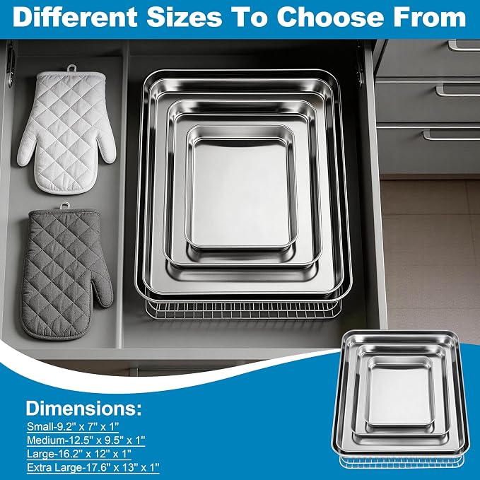 Herogo Baking Sheet with Wire Rack Set(2 Pans + 2 Racks), 16" x 12" x 1" Stainless Steel Jelly Roll Pan with Cooling Rack Set for Baking & Roasting, Non Toxic & Easy Clean - Image 7