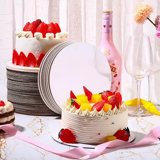 Potchen 100 Pack 8 Inches Round Cake Boards Cardboard, White - Image 7