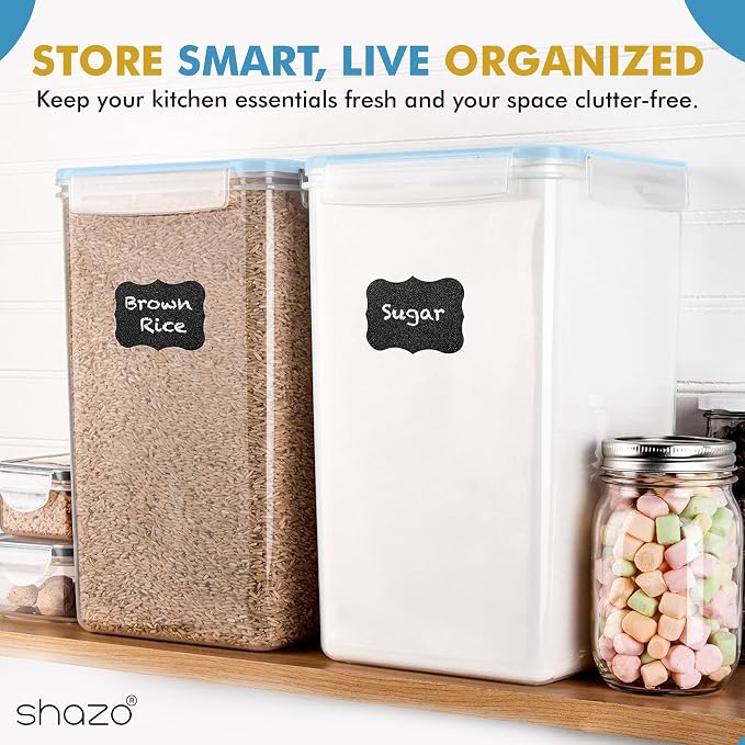 Shazo 2 PC (9.5L | 321 Oz) Extra Large Bulk Food Storage Containers with Airtight Lids for Flour, Sugar, Rice, Cereal & Pasta - Leakproof, BPA-Free Plastic Canisters for Kitchen & Pantry Organization - Image 8