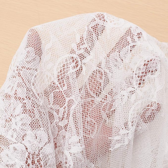 LuoluoHouse Lace Tablecloth White Wedding Tablecloths 60x120 Inch Vintage - Image 8