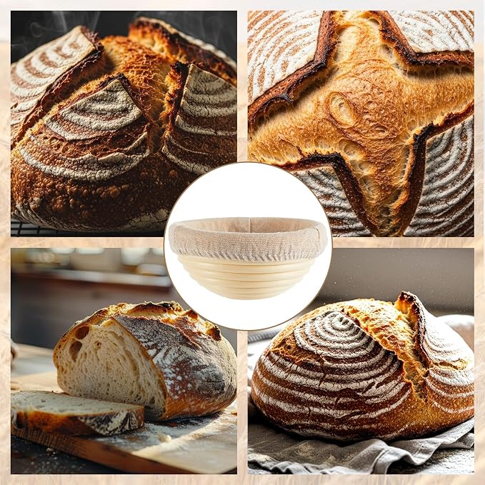 5 Inch Banneton Bread Proofing Basket Set of 12 with Linen Liner Cloth Mini Banneton Basket Proofing Baskets for Traditional Sourdough Bread Bakery Bowls for Professional & Home Bakers - Image 7