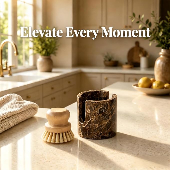 Natural Marble Sponge Holder, Drying Rack for Kitchen Sink - Dark Brown - Image 7