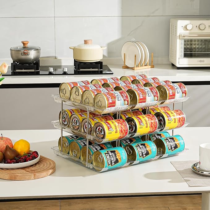 Can Organizer for Pantry, Stacking Can Storage Organizer Hold 36 Cans | Automatic Rolling Can Rack for Fridge, 3Tire 3 Columns Can Holder, Canned Goods Organizer - Image 8