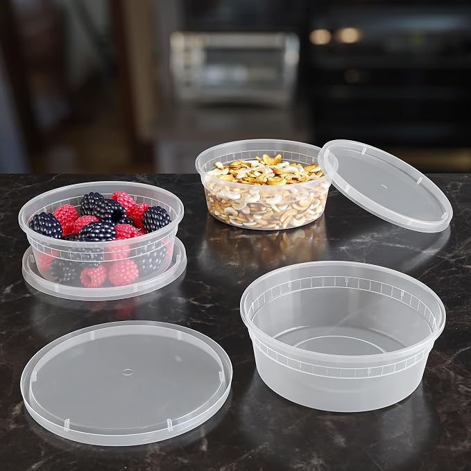 Exquisite Disposable 8 oz Rectangular Plastic Deli Containers - 240 Count, Leak-Resistant, Stackable, Microwave & Freezer Safe - Image 9