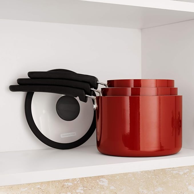 Tramontina Non Stick 6-Piece Nesting Sauce Pan Set with Lids - Red - Image 9