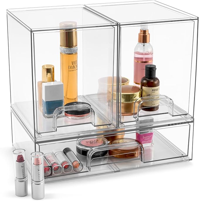 Sorbus Clear Stackable Storage Drawers (3 Pack, 7.6'' Tall and 12.1'' Wide) - Image 7