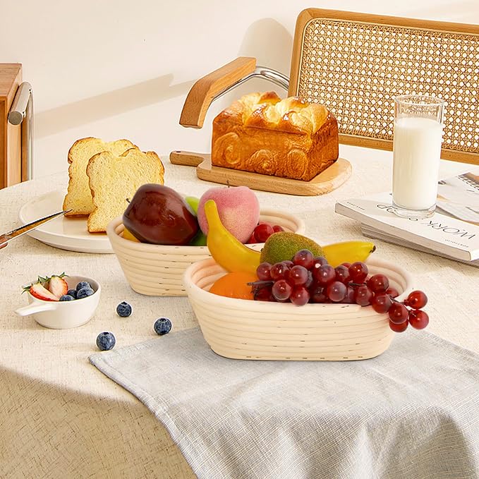 Nisorpa 10 Set Oval Banneton Bread Proofing Basket,10 Inch | Sourdough Banneton Basket, Bread Baking Bowl Kit with Cloth Liners and Dough Scrapers, For Home Bakery Bread Bakers - Image 9