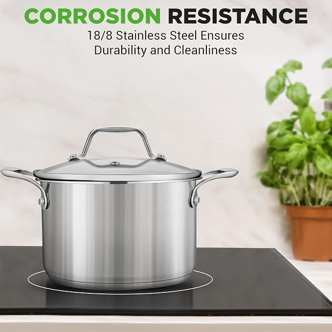 NutriChef 3-Quart Stainless Steel Soup Pot - 18/8 Food Grade Heavy Duty Cookware, Stock Pot, Stew Pot, Simmering Pot Kitchenware w/See Through Lid, Dishwasher Safe, For Induction Gas Ceramic Cooktops - Image 7