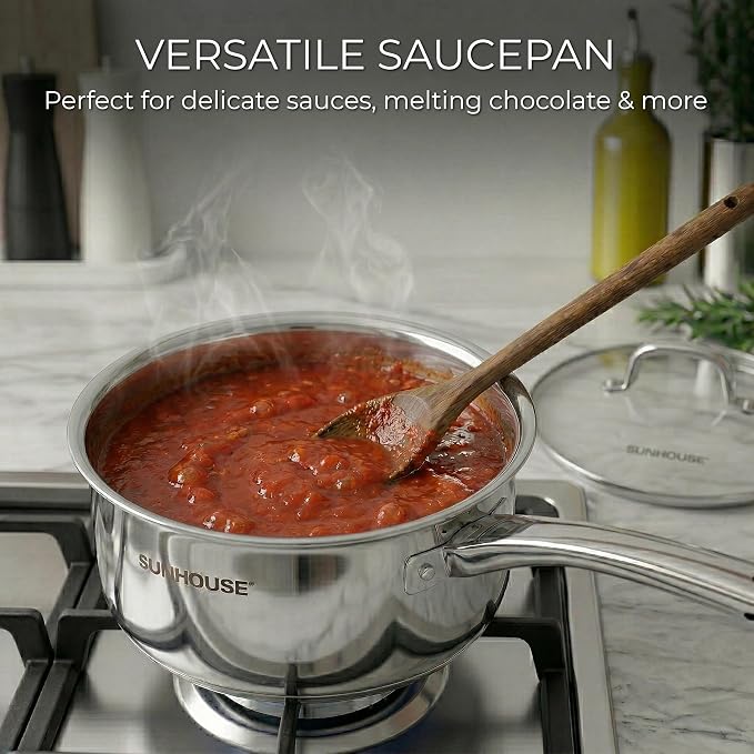 SUNHOUSE 2 QT Stainless Steel Saucepan with Lid and Steamer Basket Insert - Image 9