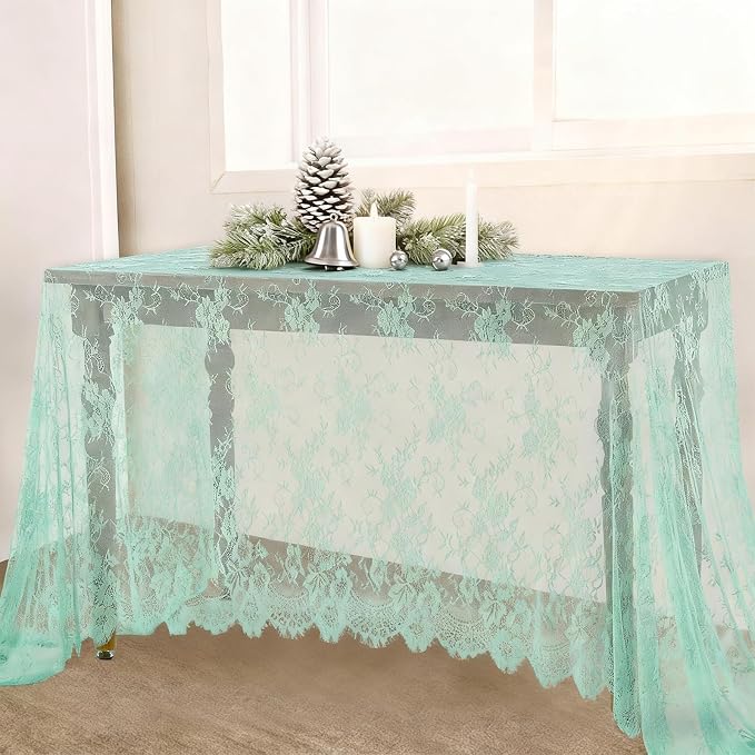 Lace Table Cloth Vintage Lace Tablecloth Desk Fabric 60x120Inch for Garden - Image 7