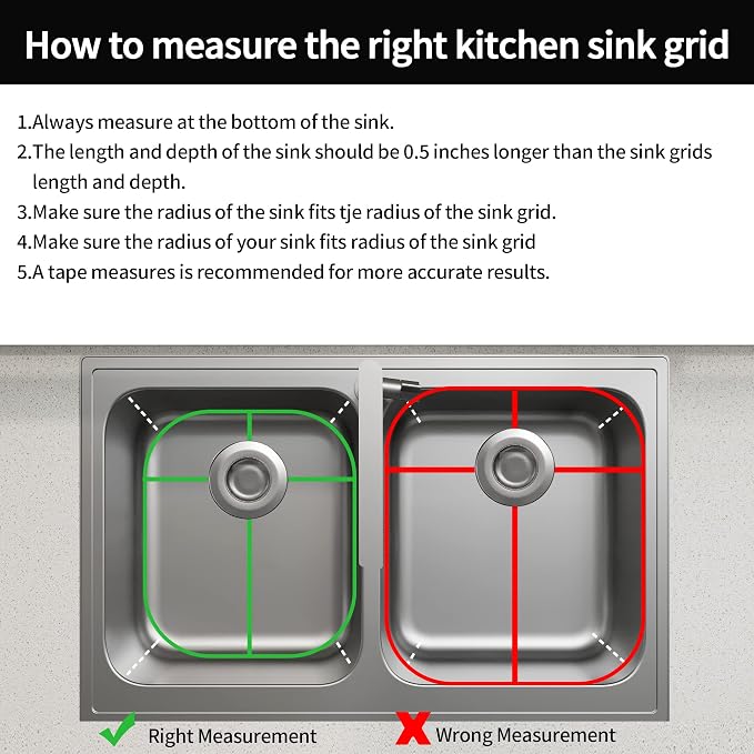 2Pack Sink Protectors for Kitchen Sink 13"x16"and 11.2"x14.5",Stainless Steel Sink Grid, Sink Rack for Bottom of Sink, Rust Resistant Metal Sink Protector with Sink Strainer (Silver - Image 5