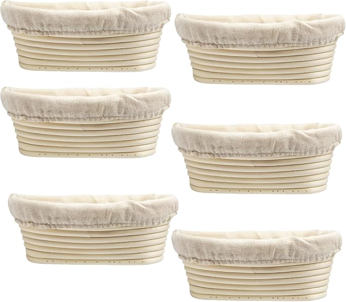 6 Pack 6.5 Inch Oval Bread Proofing Basket,Banneton Basket Bread Baking Bowl with Linen Liner Cloth, for Professional & Home Bakers Baking - Image 8