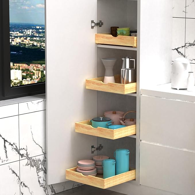 Fully Assembled Pull Out Cabinet Drawer, Wood Pull Out Cabinet Organizer, Soft Close Slide Out Pull Out Drawers for Kitchen Cabinets, Fast and Easy DIY Installation, 18”W x 21”D - Image 9