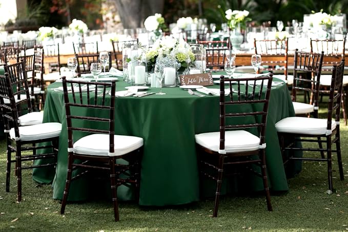 10 Pack Hunter Green Round Tablecloths,120 Inch Polyester Table Cloth - Image 7