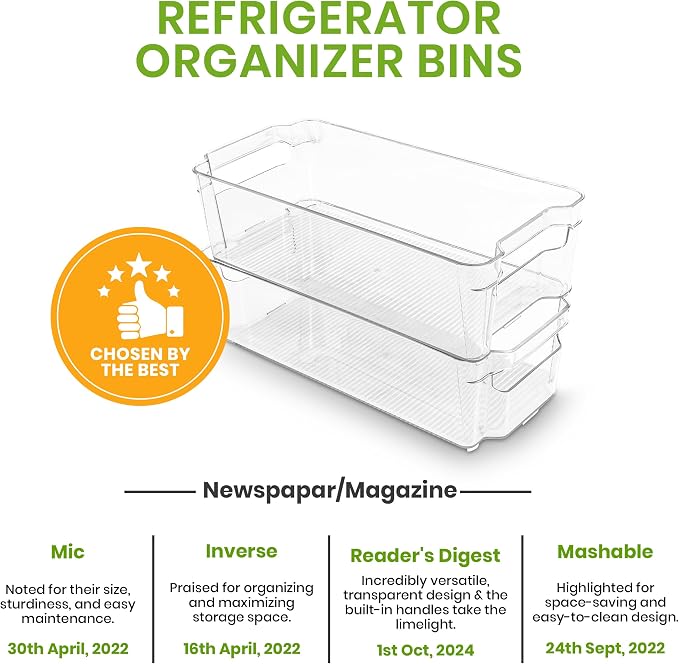 Utopia Home Plastic Stackable Storage Bins for Fridge, 8 Pack, Clear | Durable Plastic Storage Containers with Easy Grip Handles for Pantry, Kitchen Cabinets & Countertops - Image 8