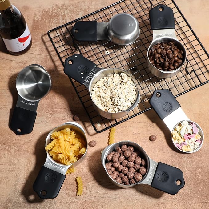 Magnetic Measuring Cups Set of 7 Stainless Steel Stackable Measuring Cups | Heavy Duty Measuring Cups for Dry and Liquid Ingredients - Image 6