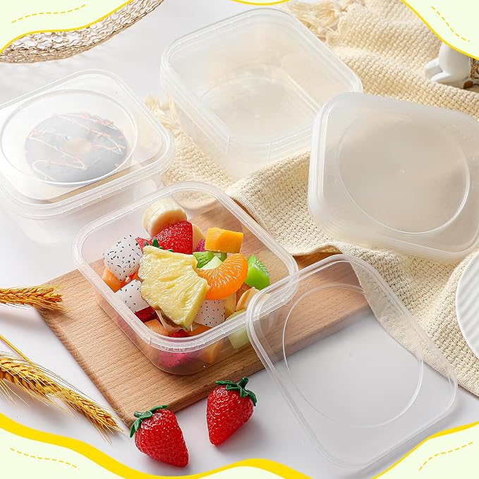 25 Pack 16 oz Deli Containers with Lids, Leakproof, Tamper Proof | Stackable Square, Clear Plastic Food Storage, Meal Prep Containers for Soup, Desserts & Salad, Microwave & Dishwasher Safe - Image 6