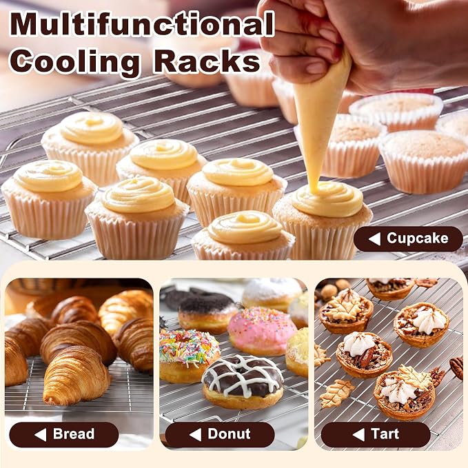 TeamFar Baking Sheet with Rack Set, 3 Pans + 3 Racks, 17.6/12.5/10.5 Inch | Stainless Steel Cookie Sheets Baking Pans Trays and Cooling Racks for Cooking, Non-Toxic & Heavy Duty, Dishwasher Safe - Image 7