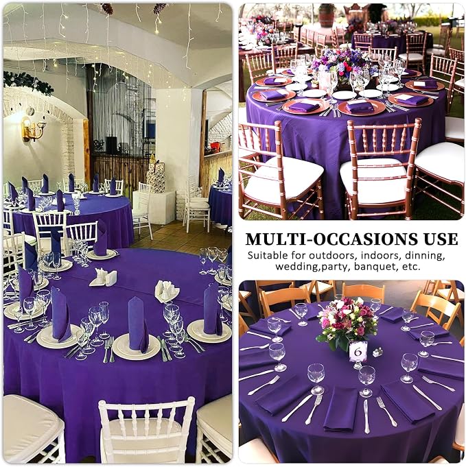 8 Packs 120 Inch Purple Round Tablecloth - Image 6