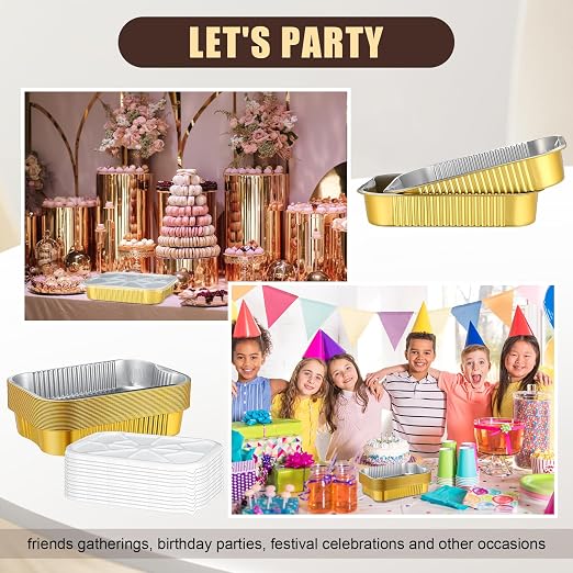Baderke 20 Set Heavy Duty Aluminum Foil Pans with Lids 9x13, Gold | Double Thick Aluminum Foil Baking Pan, Food Container, Disposable for Heating Cooking Meal Prep Storage Freezer and Takeout - Image 7