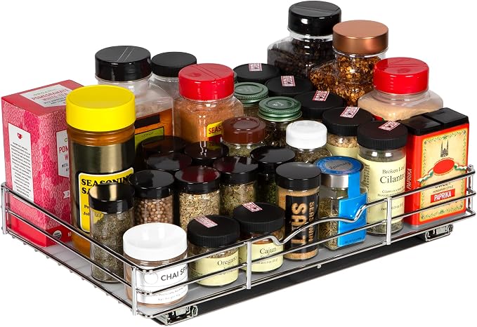 Pull-Out Cabinet Spice Rack Organizer, 16 ⅜"W x 10 ⅜"D x 2 ¾"H - Image 5