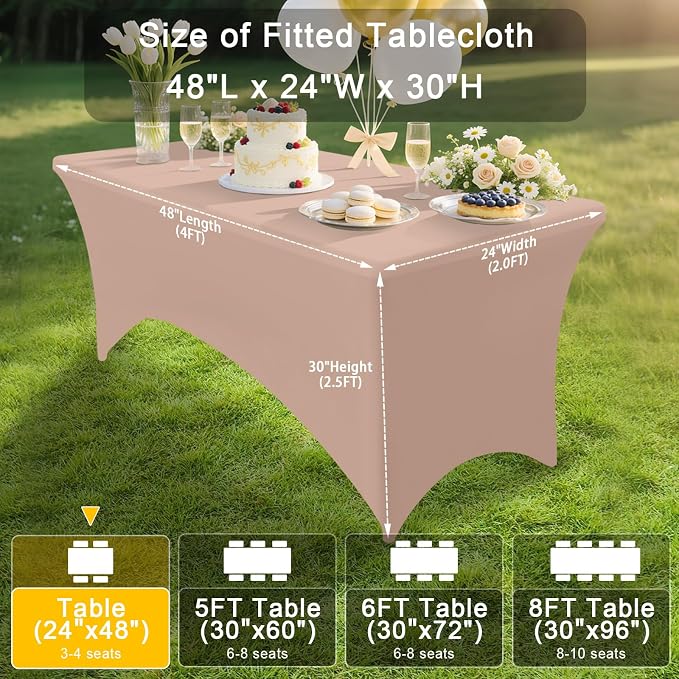 Smiry 2 Pack Spandex Table Cloth 4FT, Elastic Fitted Nude Tablecloth - Image 7
