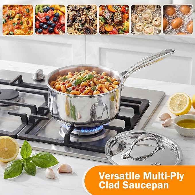 Cooks Standard 1.5 Quart Multi-Ply Clad Stainless Steel Saucepan with Lid - Image 7