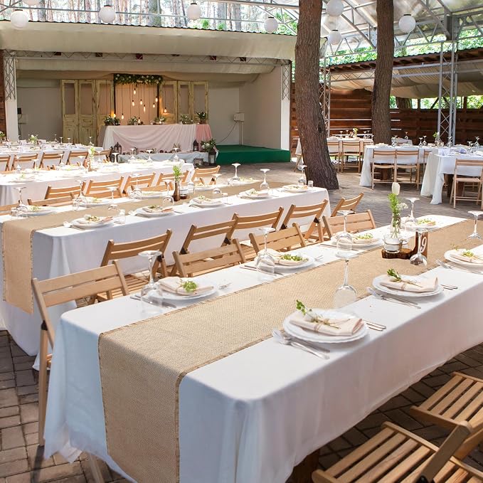 15 Pack Burlap Table Runners Bulk 12 x 71 Inch Rustic Jute Tablerunner Khaki Farmhouse Country Burlap Runners for Wedding Banquet Birthday Holiday Party Kitchen Dining Table Decorations(Tassel) - Image 7